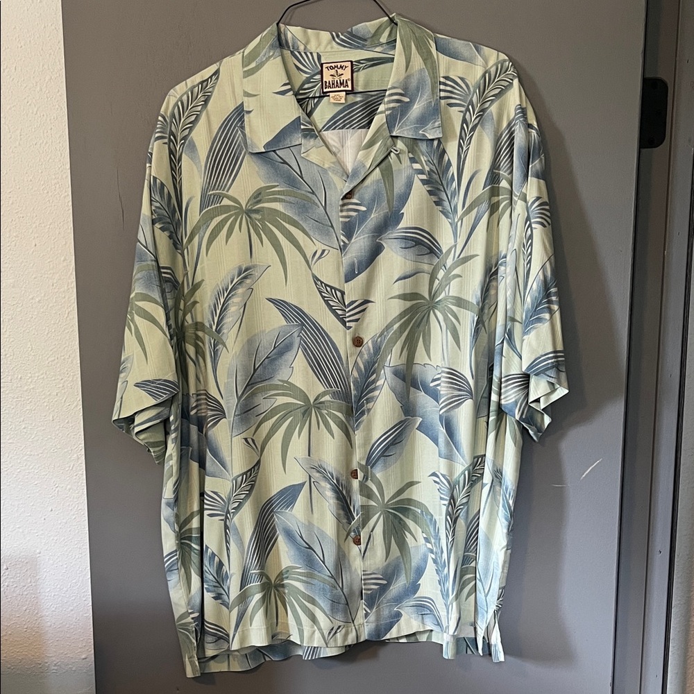 Tommy Bahama Palm Print Men's Shirt in Green and Blue